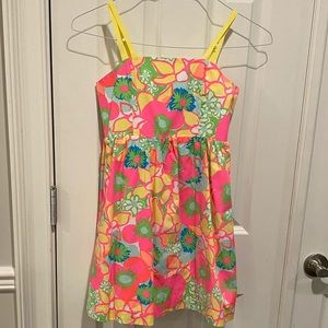 Lilly Pulitzer Girls Strappy Sundress Pink Green Yellow Sz 12